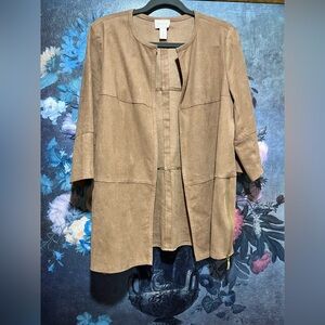 Chicos 1 Petite Tan Faux Suede Jacket